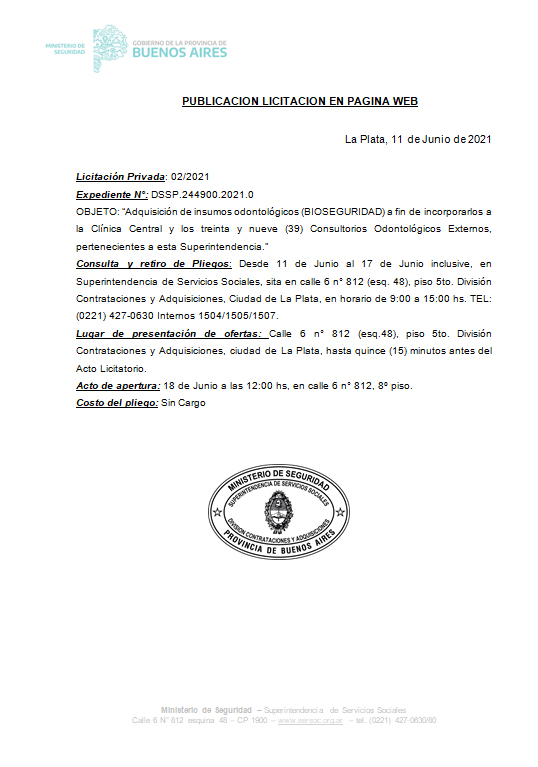 Licitación para compra de insumos odontológicos