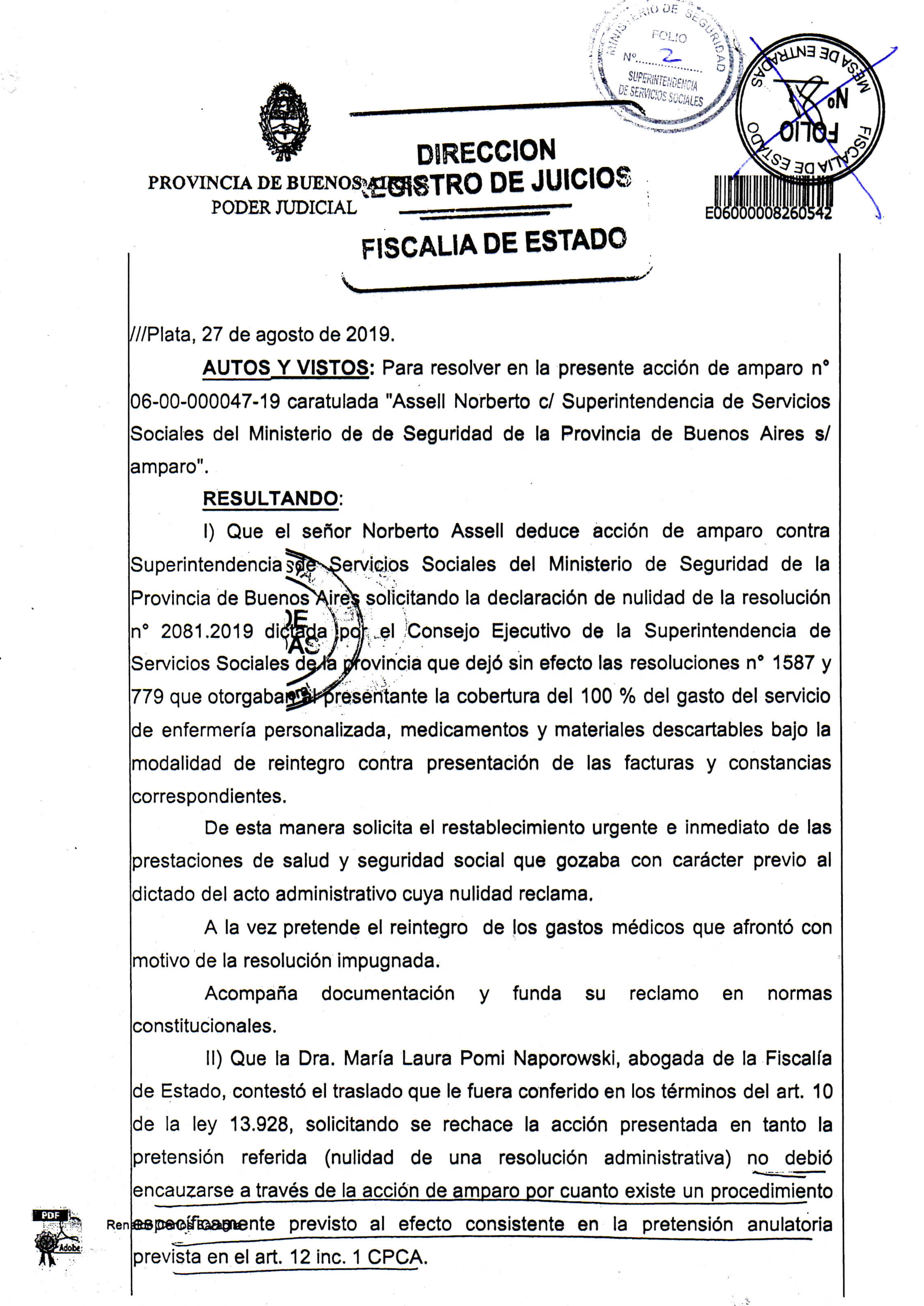 Comunicado de sentencia